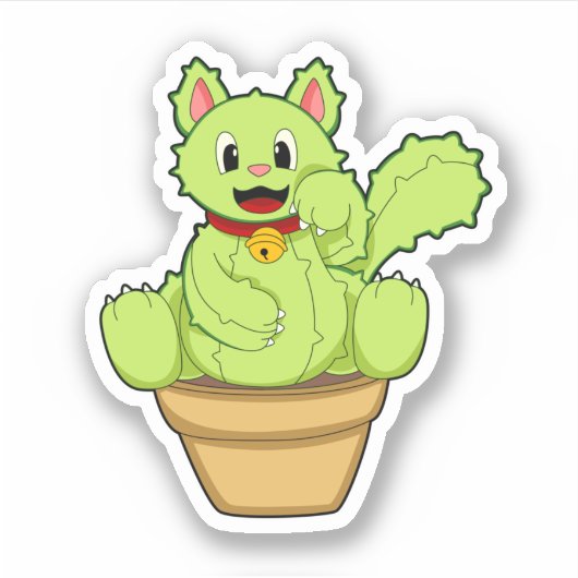 Cat as Cactus Sticker (Voorkant)