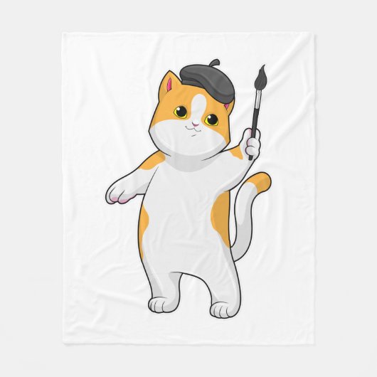 Cat as Painter with Paint brush Fleece Deken (Voorkant)