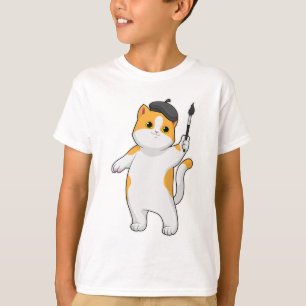 Cat as Painter with Paint brush T-shirt