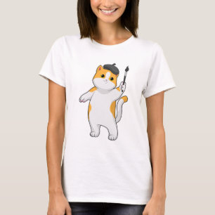 Cat as Painter with Paint brush T-shirt