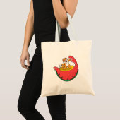 Cat as Surfer with Watermelon Tote Bag (Voorkant (product))