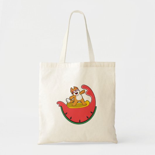Cat as Surfer with Watermelon Tote Bag (Voorkant)