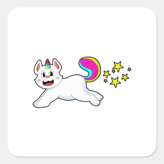 Cat as Unicorn Vierkante Sticker (Voorkant)