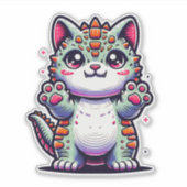 Cat-asaurus Rex in actie Sticker (Voorkant)