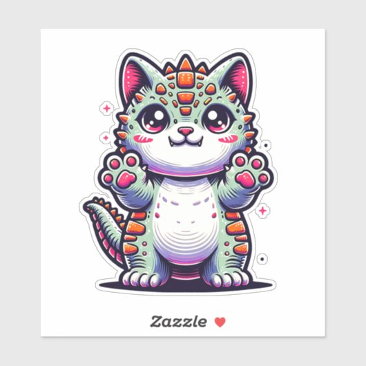 Cat-asaurus Rex in actie Sticker (Vel)