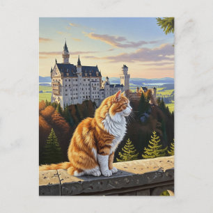 Cat at Neuschwanstein Castle Duitsland Reizen Briefkaart