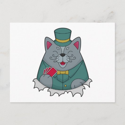 Cat at Poker avec cartes de Poker (Devant)