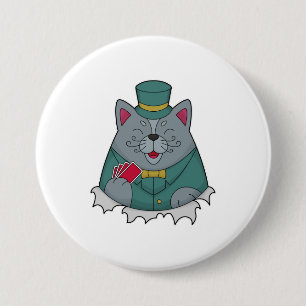 Cat at Poker with Poker cards Ronde Button 7,6 Cm