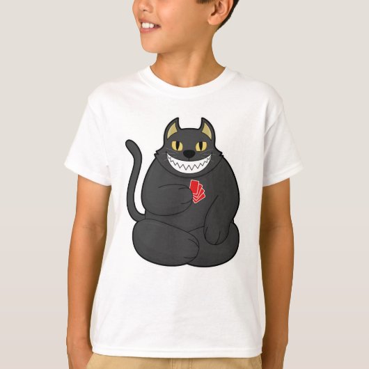 Cat at Poker with Poker cards T-shirt (Voorkant)