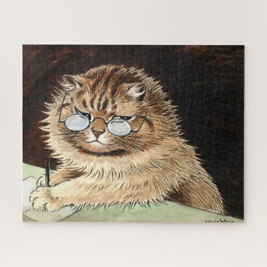 Cat at work with glasses by Louis Wain Legpuzzel (Horizontaal)
