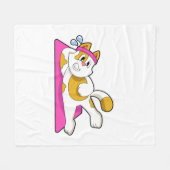 Cat at Yoga Stretching exercise Fleece Deken (Voorkant (Horizontaal))