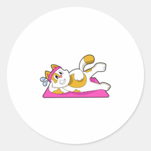 Cat at Yoga Stretching exercise Ronde Sticker