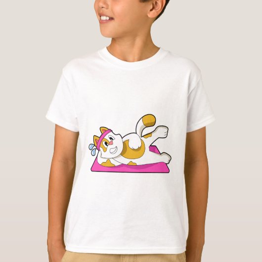 Cat at Yoga Stretching exercise T-shirt (Voorkant)