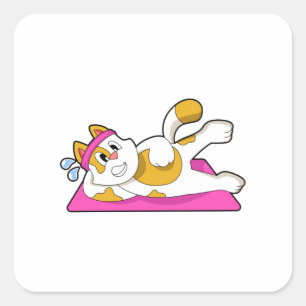 Cat at Yoga Stretching exercise Vierkante Sticker