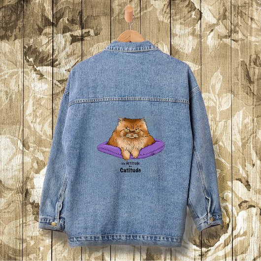 Cat Attitude grappig Denim Jacket
