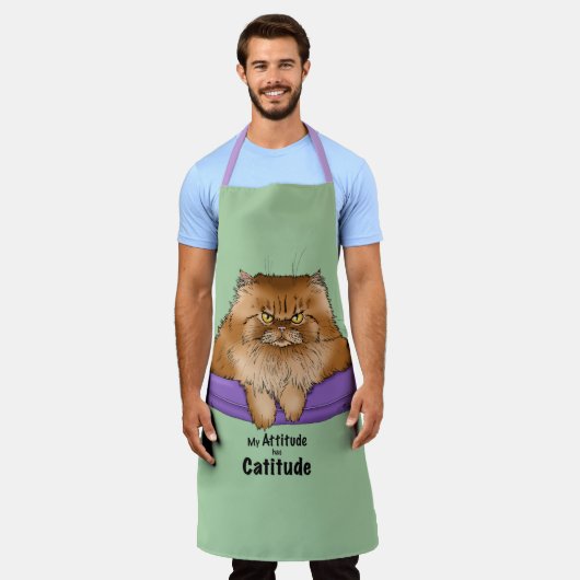 Cat Attitude Grappig Schort (Gedragen)