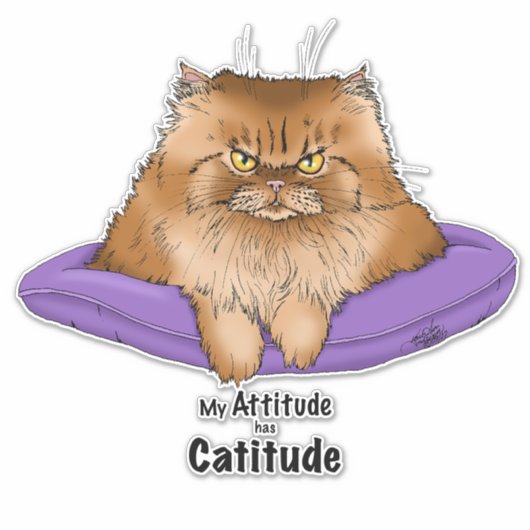 Cat Attitude Grappig Sticker (Voorkant)