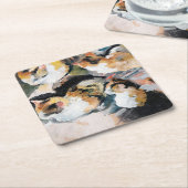 Cat, August Macke Vierkante Kartonnen Onderzetter (Schuin)