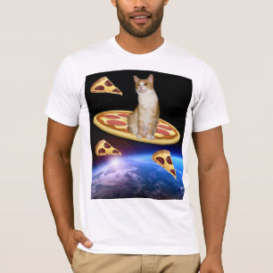 CAT AVEC PIZZA DANS L'ESPACE T-shirts drôles