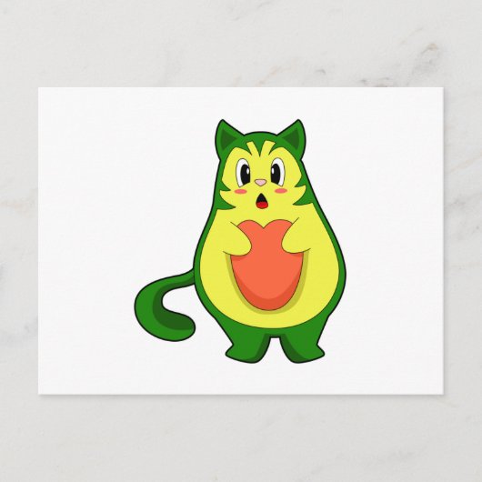 Cat Avocado Briefkaart (Voorkant)