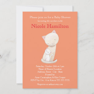 Cat Baby shower Uitnodiging Mama Baby Cat Uitnodig