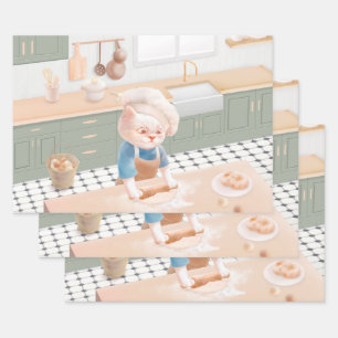 Cat Baker Baby - Gezellige ochtendkneden Inpakpapier Vel
