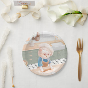 Cat Baker Baby - Gezellige ochtendkneden Papieren Bordje