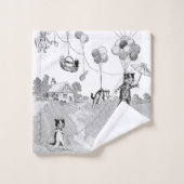 Cat Balloon Trip, Louis Wain Bad Handdoek (Wasdoekje)