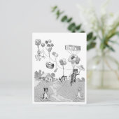 Cat Balloon Trip, Louis Wain Briefkaart (Staand voorkant)