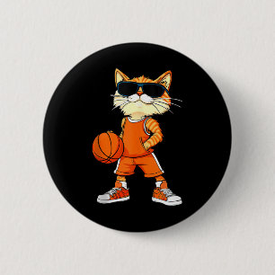 Cat basketbalspeler _ basketbal Cat Tanktop_1 Ronde Button 5,7 Cm