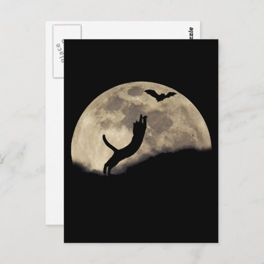 Cat Bat Moon Briefkaart (Voorkant / Achterkant)