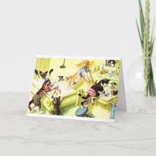 Cat Bath Time Chaos Note Card Kaart