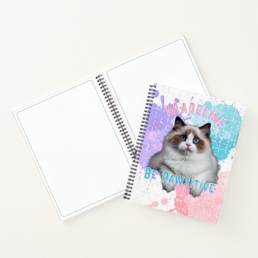 Cat Be Pawsitive Terug naar School Spiral Notitieb Notitieboek (Binnen)
