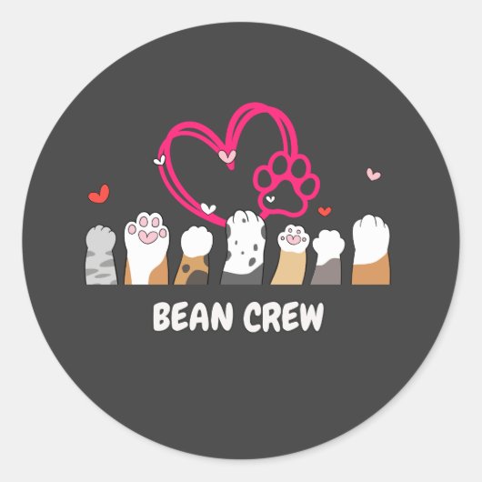 Cat Bean Crew Ronde Sticker (Voorkant)