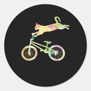 Cat Bike Cycling Bicycle - Uw Collectie voor cadea Ronde Sticker