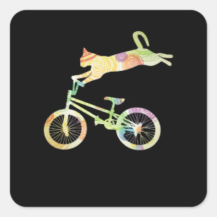 Cat Bike Cycling Bicycle - Uw Collectie voor cadea Vierkante Sticker