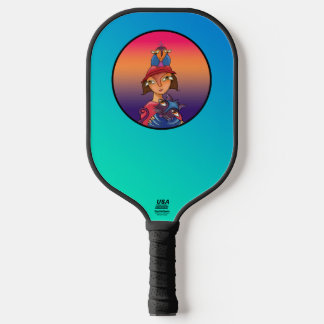 Cat bird lady pickleball paddle