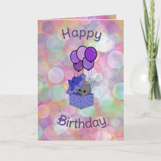 cat birthday card kaart