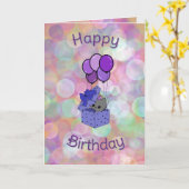 cat birthday card kaart (Gele Bloem)