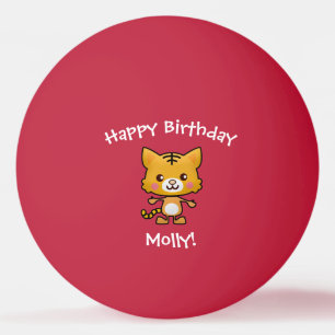 Cat Birthday Cute Happy Cartoon Gift Pingpongballen