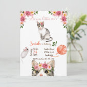 Cat Birthday Invitation, Cat Invitation, Kitty Kaart (Staand voorkant)