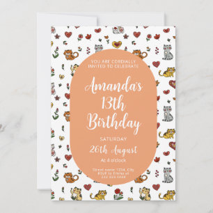 Cat Birthday Invite - Schattigee feestkunst Kaart