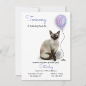 Cat Birthday Party Invitation Kaart (Voorkant)