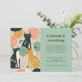 Cat Birthday Party Invitation Kaart (Staand voorkant)