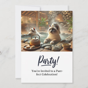 Cat Birthday Party Uitnodigingskaart Kaart