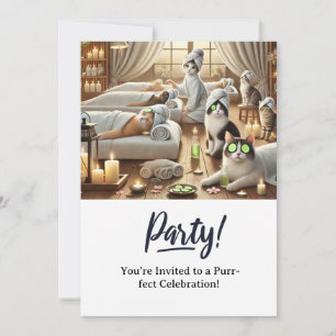 Cat Birthday Party Uitnodigingskaart Kaart