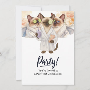 Cat Birthday Party Uitnodigingskaart Kaart