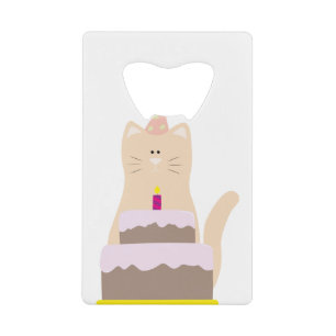 Cat Birthday Pie Birthday Cake Little Cat Cute Kredietkaart Flessenopener