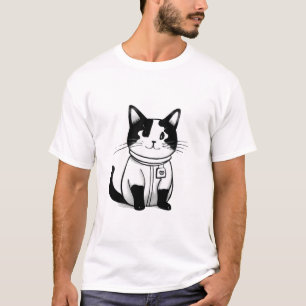 Cat black and white t-shirt