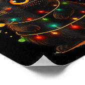 Cat Black Christmas Tree Lights Funny Santa Kitten Poster (Hoek)